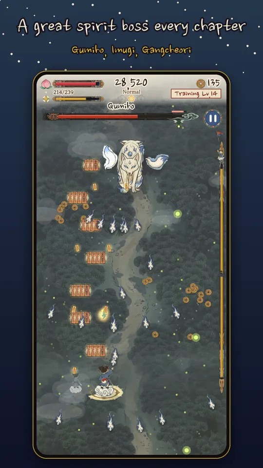 Fighting the chapter boss, the Gumiho