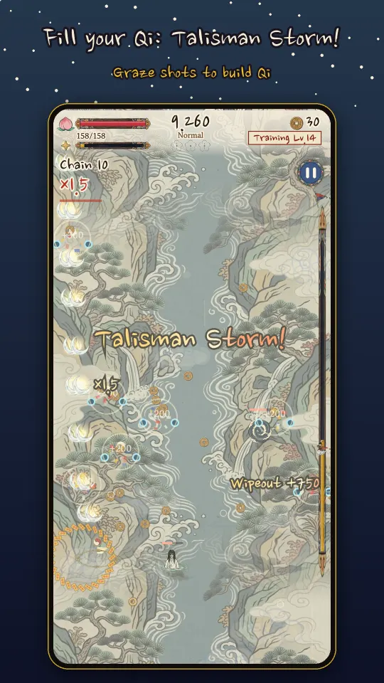 A Talisman Storm unleashed with full Qi