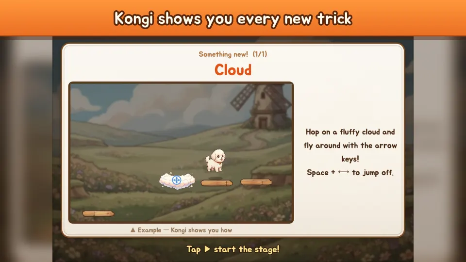 A card where Kongi demonstrates how a new platform works