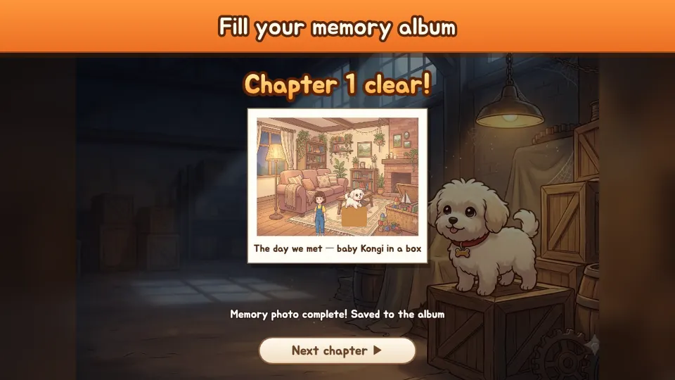A completed memory photo after clearing a chapter