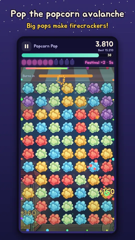 Popcorn Pop: pop big groups of the same flavor