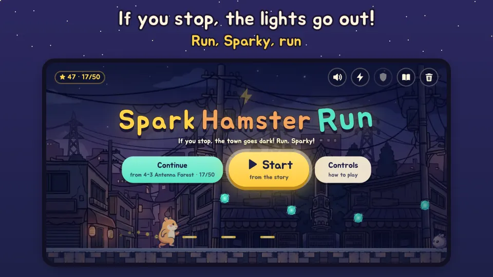 Spark Hamster Run title screen